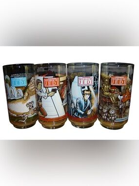 1983 Vintage Star Wars Complete Set Burger King Glasses x4 pcs